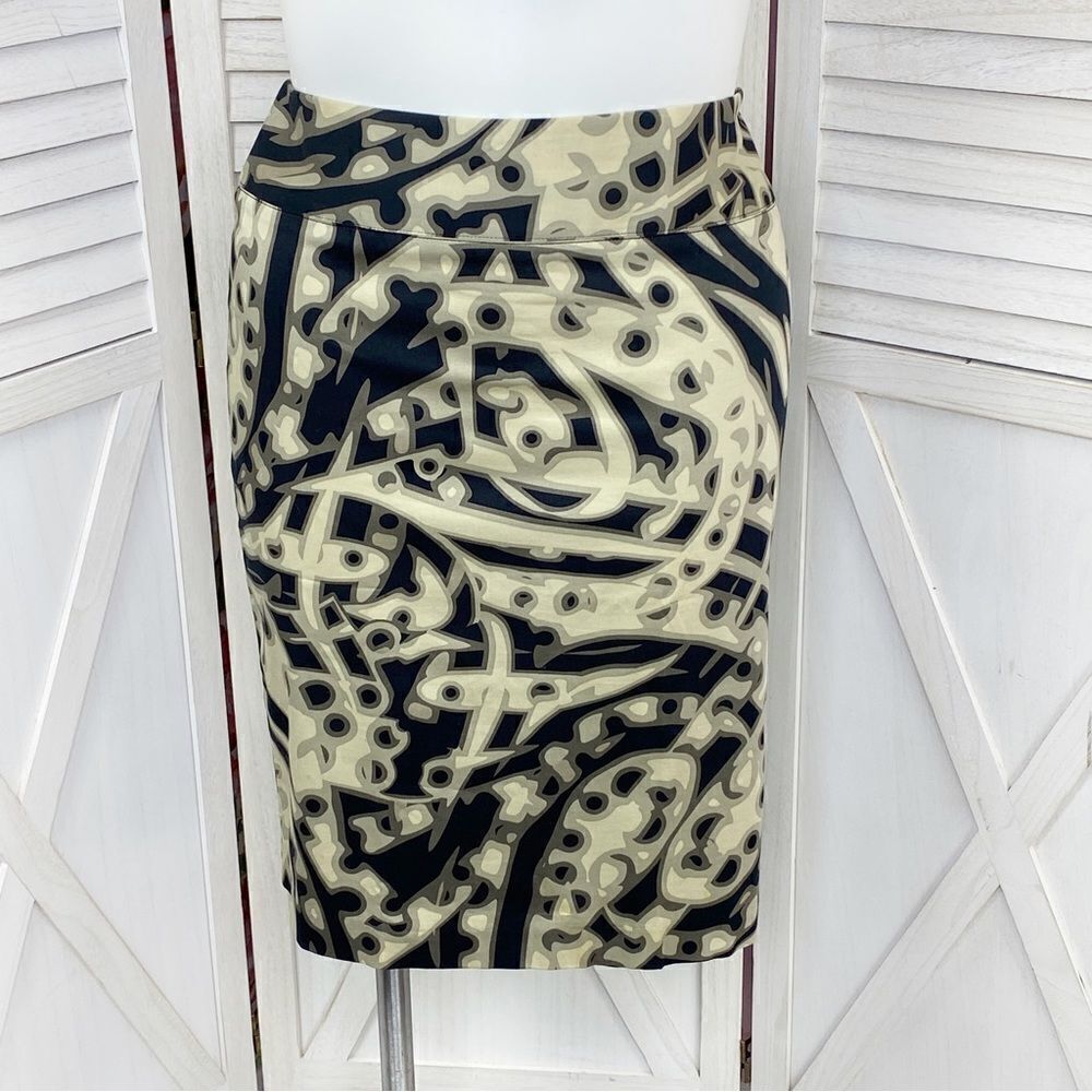 Alfani Printed Twill‎ Pencil Skirt Black Green 12